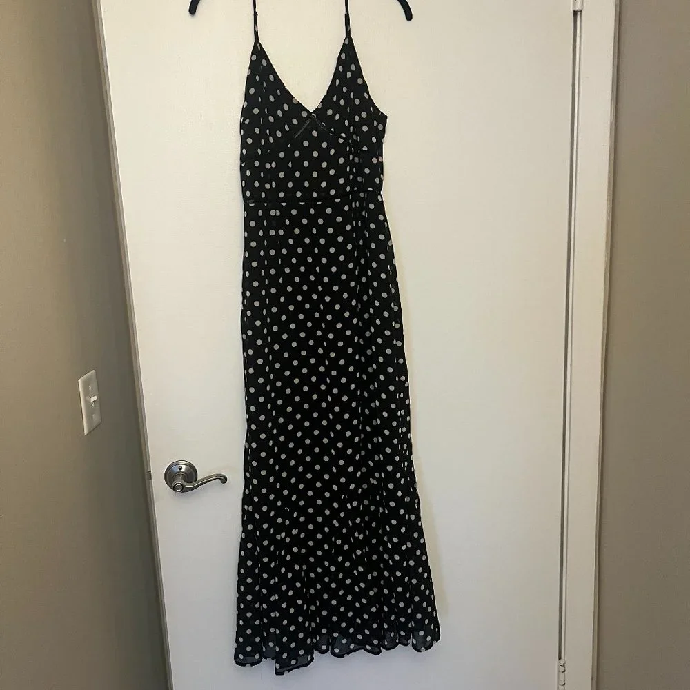 Lulus Black w/ White Polka Dots Maxi Dress - Picture 3 of 3